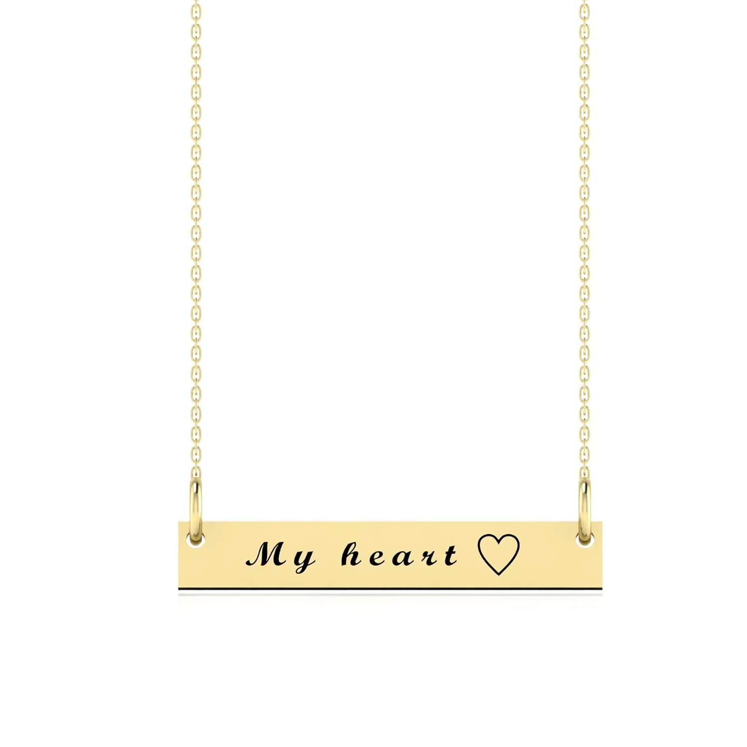 10k 14k Solid Gold Engraved Horizontal Bar Necklace, Personalized Bar Name Necklace, Custom Date Pendant For Women, Customizable Gift For Christmas (16, 14k Yellow Gold (Small))