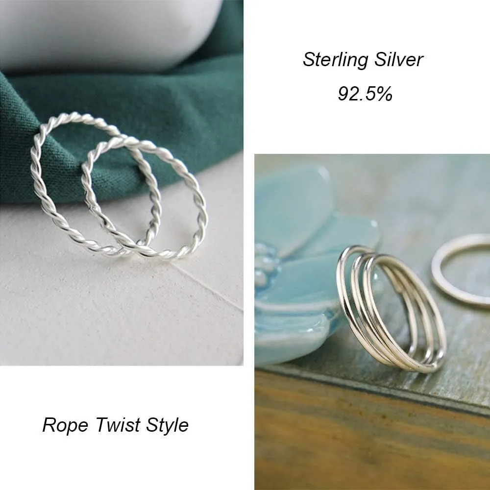 1.2mm Thin Knuckle Rings for Women 925 Sterling Silver Midi Stacking Pinky Thumb Ring Band Size 2.5-8.5
