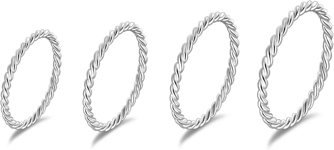 1.2mm Thin Knuckle Rings for Women 925 Sterling Silver Midi Stacking Pinky Thumb Ring Band Size 2.5-8.5