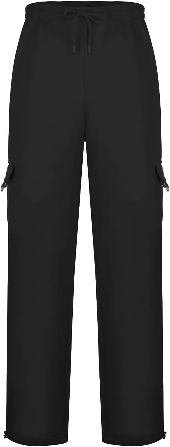 2024 Men's Heavyweight Fleece Cargo Sweatpants Stylish Stretch Elastic Waist Trousers Drawstring Loose Joggers Pants