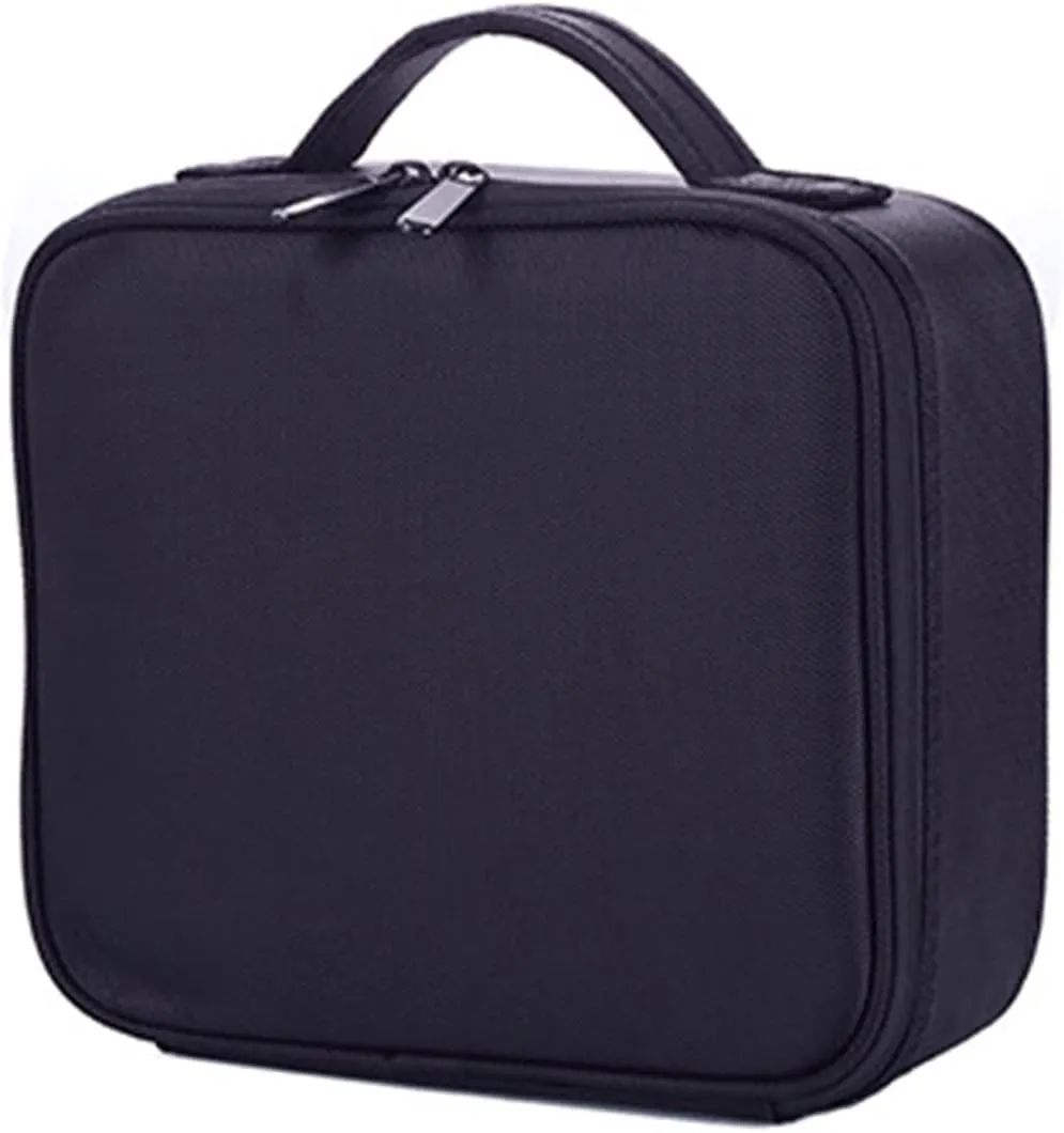 6 Grids Portable Make Up Bag Cosmetics Organizer Handheld Travel Case with Sponge Compartment Double Layer Women Portable Cosmetics Make Up Organizer Storage Case