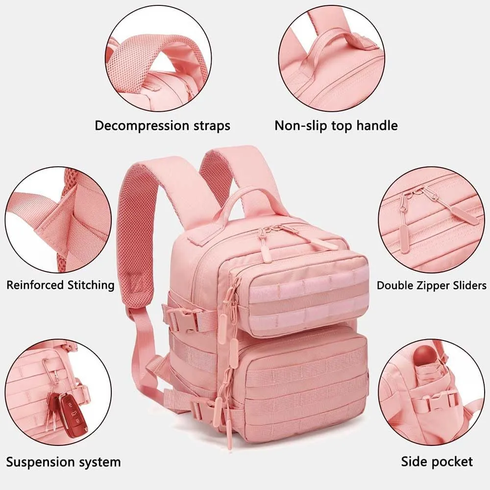 9L Mini Backpack for Men and Women, Small Backpack for Gym Hiking Travel Sports Running (Pink)
