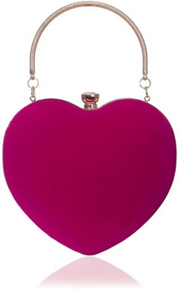 Acrylic Heart Velvet Women Evening Bags With Handle Shoulder Handbags Chain Wedding Party Clutch Bags