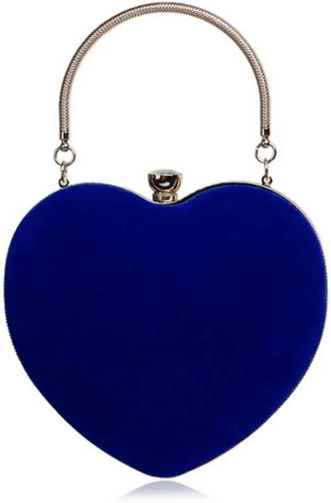 Acrylic Heart Velvet Women Evening Bags With Handle Shoulder Handbags Chain Wedding Party Clutch Bags
