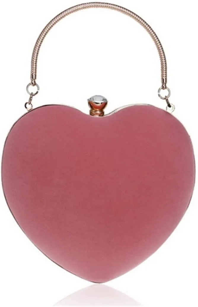 Acrylic Heart Velvet Women Evening Bags With Handle Shoulder Handbags Chain Wedding Party Clutch Bags