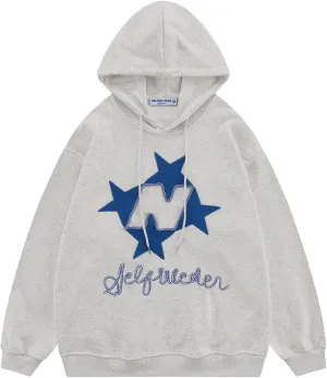 Aelfric Eden Y2k Hoodie Women Graphic Oversized Hoodies Star Embroidered Hoodied Sweatshirt Casual Vintage Pullover
