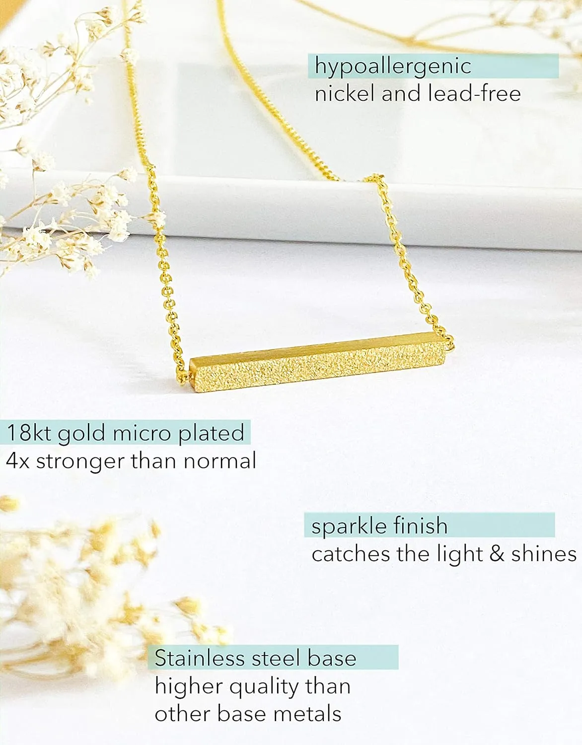 Altitude Boutique Minimalist Bar Necklace Thin Druzy Inspired Necklace Simple Horizontal Bar Necklace for Women