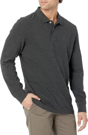 Amazon Essentials Long-Sleeve Polo Shirt for Men, Slim Fit Pique