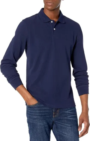 Amazon Essentials Long-Sleeve Polo Shirt for Men, Slim Fit Pique