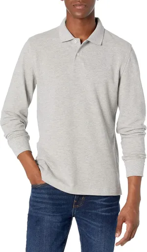 Amazon Essentials Long-Sleeve Polo Shirt for Men, Slim Fit Pique