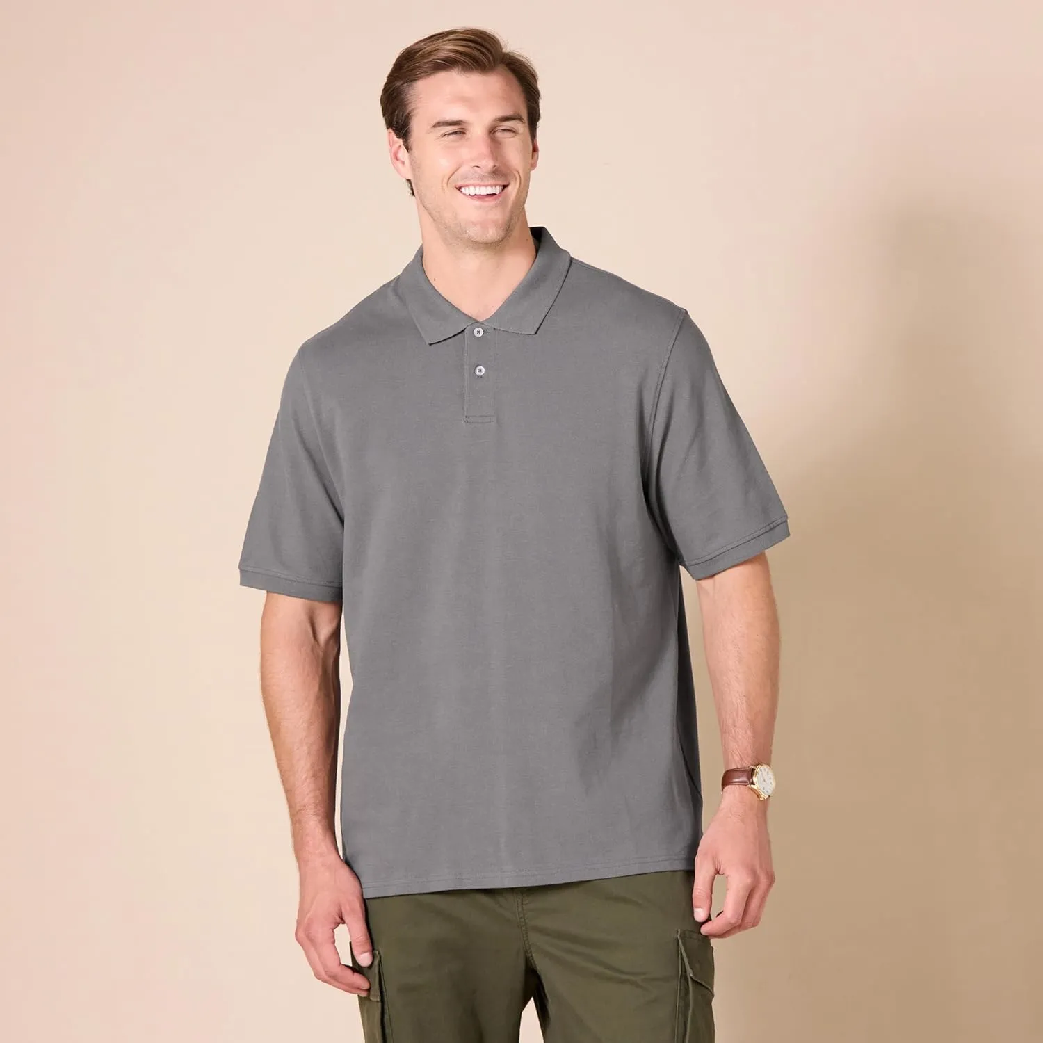 Amazon Essentials Men's Regular-Fit Cotton Pique Polo Shirt (Available in Big & Tall)
