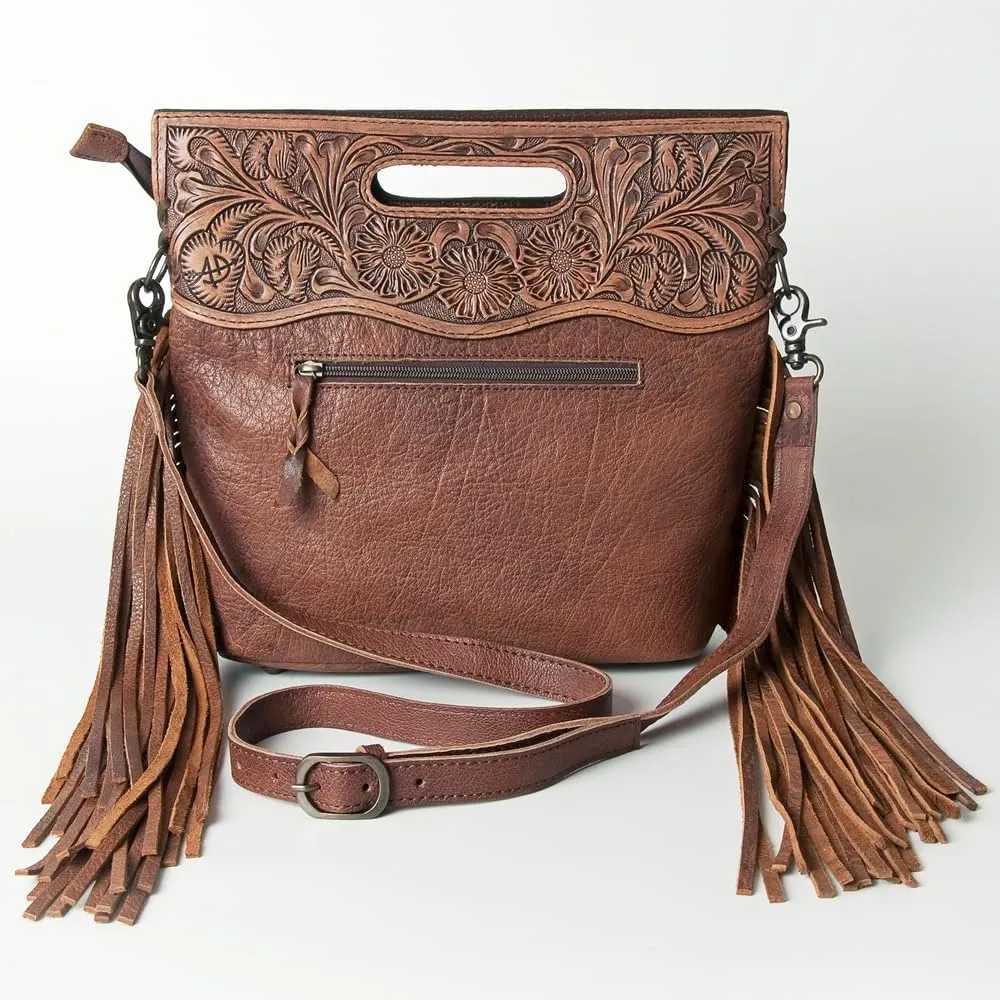 American Darling ADBGS146A Clutch Hand Tooled Hair On Genuine Leather Women Bag Western Handbag Purse