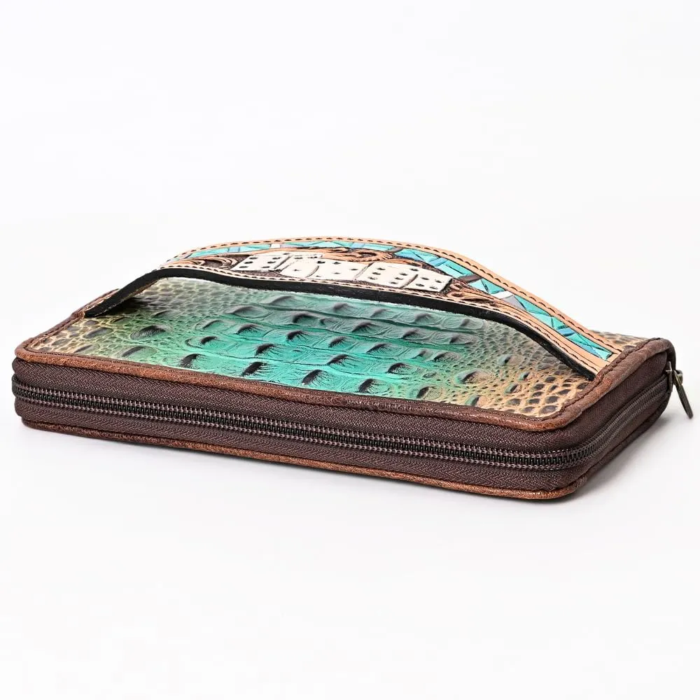 American Darling Wallet Hand Tooled Crocodile Embossed Genuine Leather Women Bag Western Handbag Purse