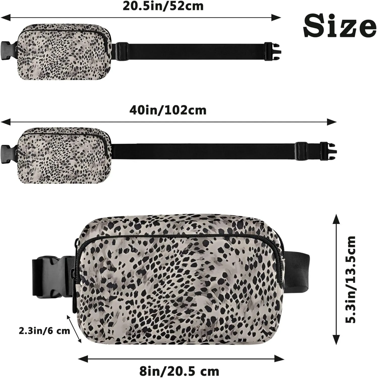 Animal Leopard Skin Women Fanny Pack Large Hip Belt Bag Waterproof Neon Waist Pouch for Women