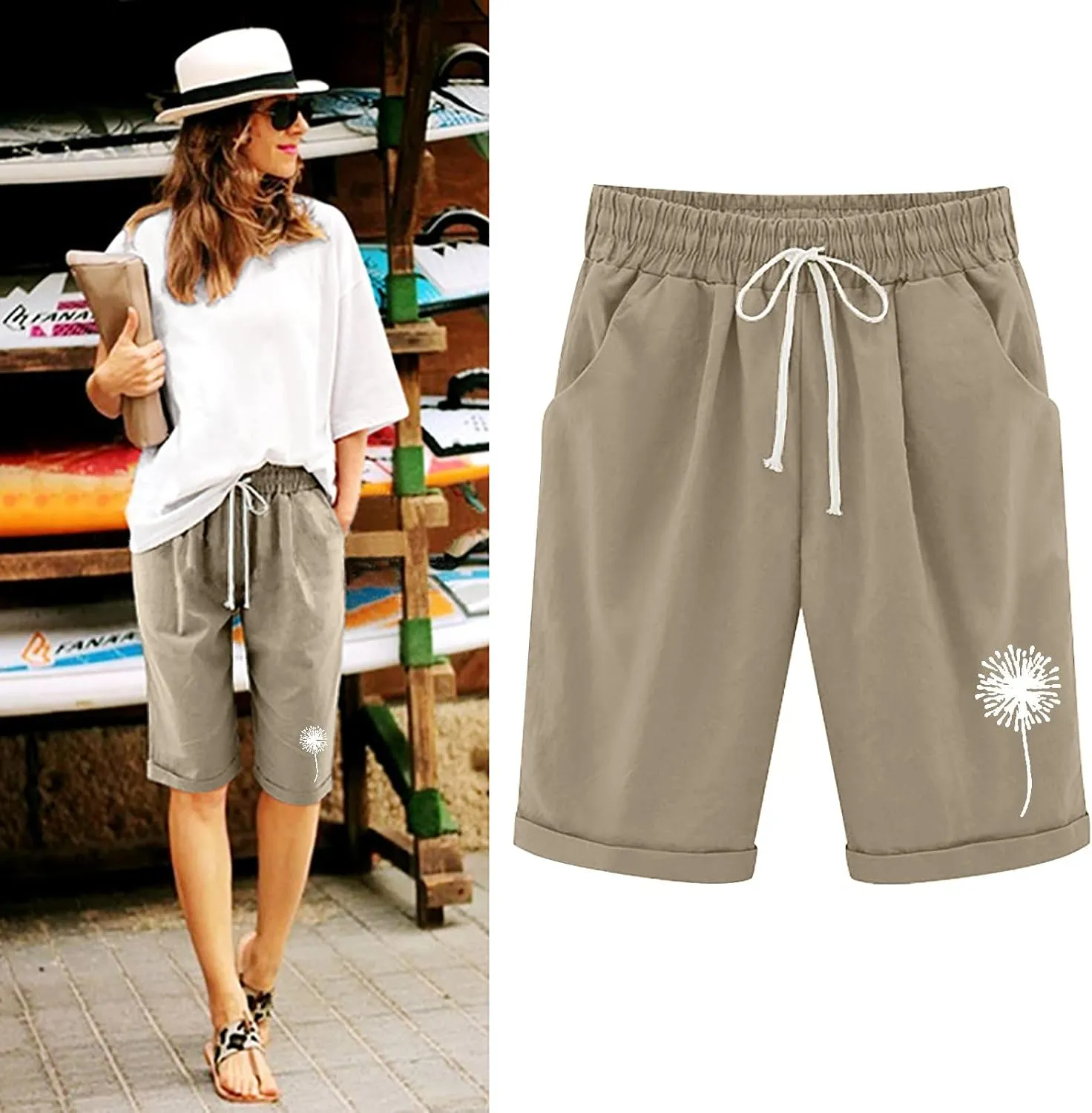 Athletic Shorts for Women Pants Shorts Lacing Beach Workout with Pocket Five Point Lighweight Athletic Shorts for