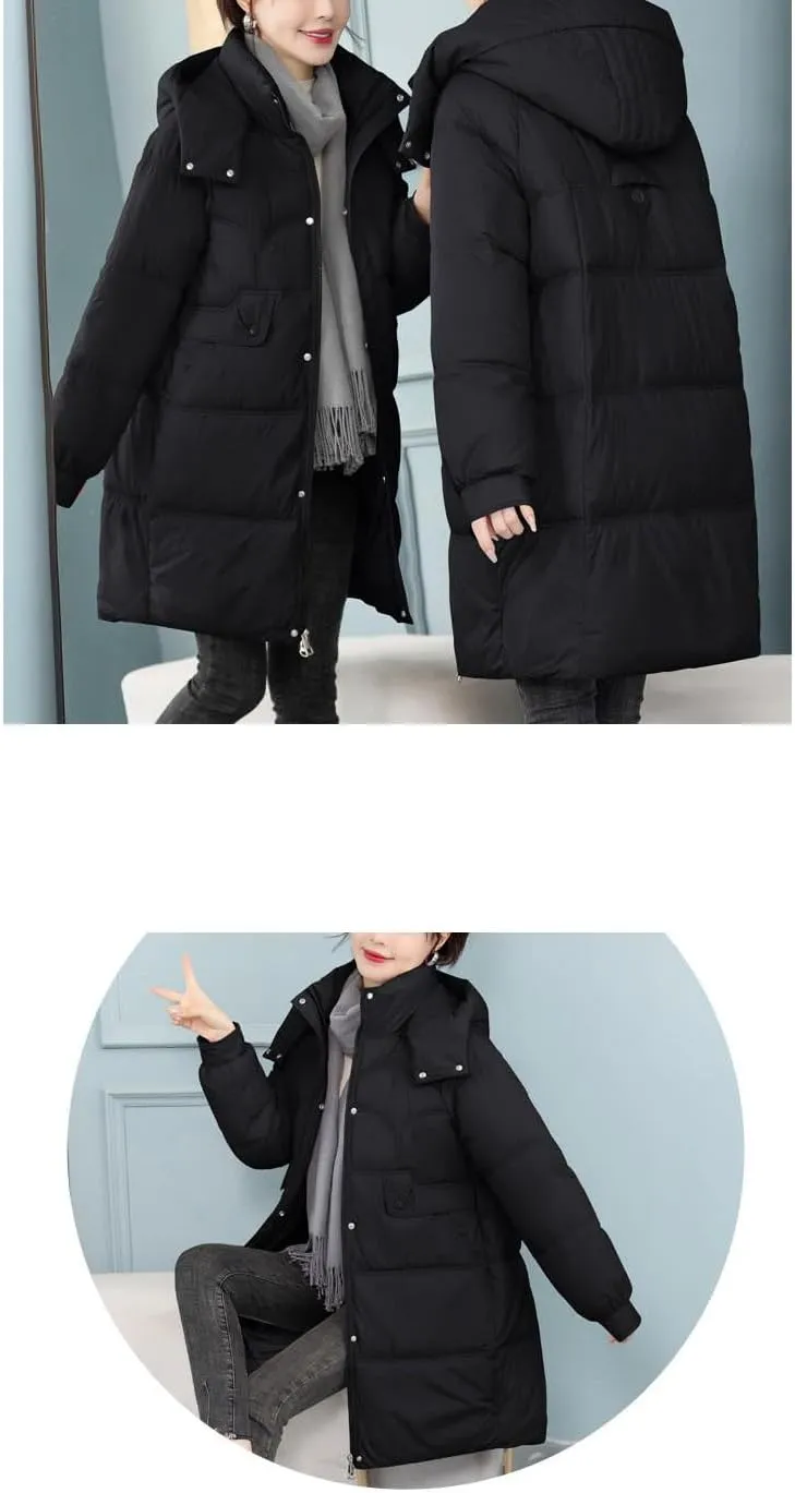 Autumn Winter Coat Women Thick Down Cotton Padded Jacket Female Plus Size Casual Puffer Overcoat Hooded Long Parkas