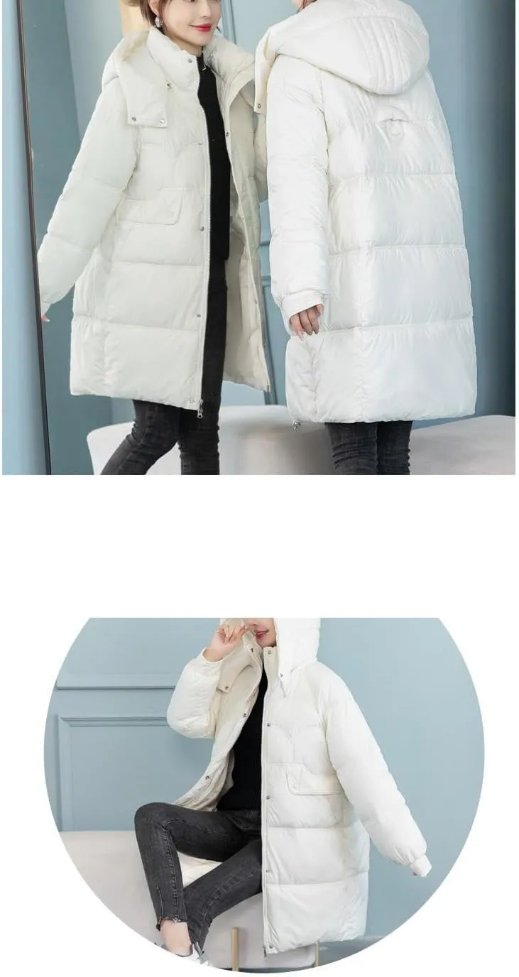 Autumn Winter Coat Women Thick Down Cotton Padded Jacket Female Plus Size Casual Puffer Overcoat Hooded Long Parkas
