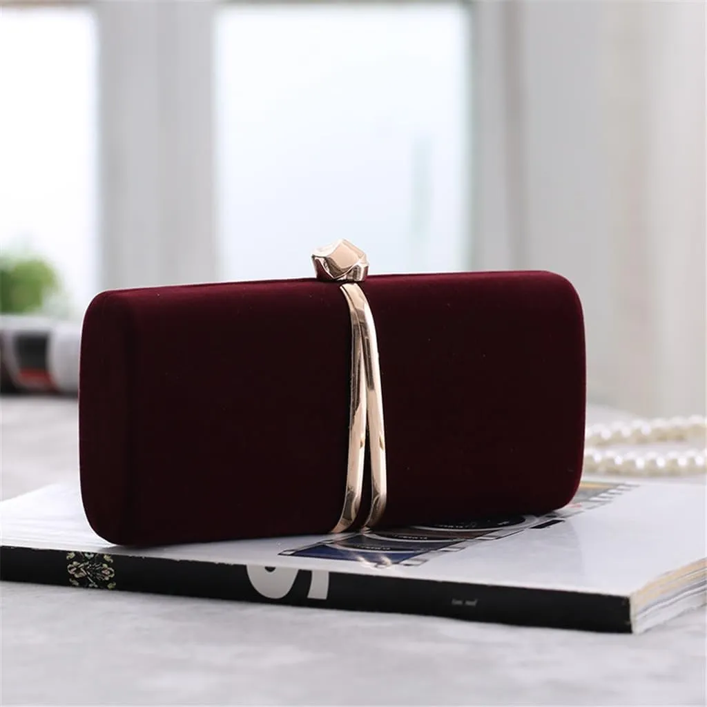 Autumn/Winter Women's Clutch Hard Box Small Square Bag Evening Bag Shoulder Cross Velvet