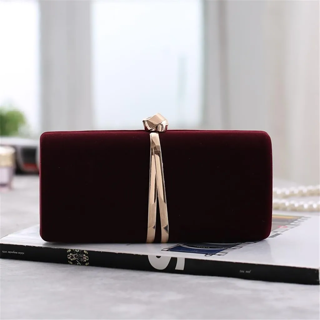 Autumn/Winter Women's Clutch Hard Box Small Square Bag Evening Bag Shoulder Cross Velvet