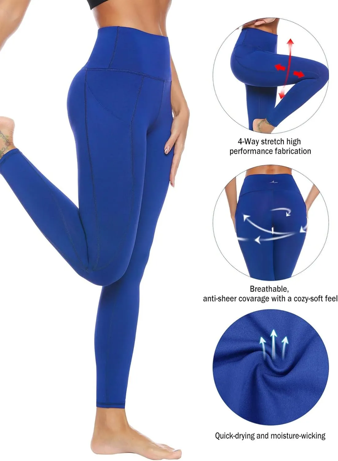 Auu High Waisted Leggings with Pockets Workout Leggings for Women Stretch Yoga Pants Buttery Soft