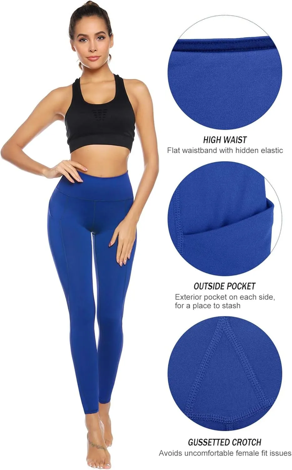 Auu High Waisted Leggings with Pockets Workout Leggings for Women Stretch Yoga Pants Buttery Soft