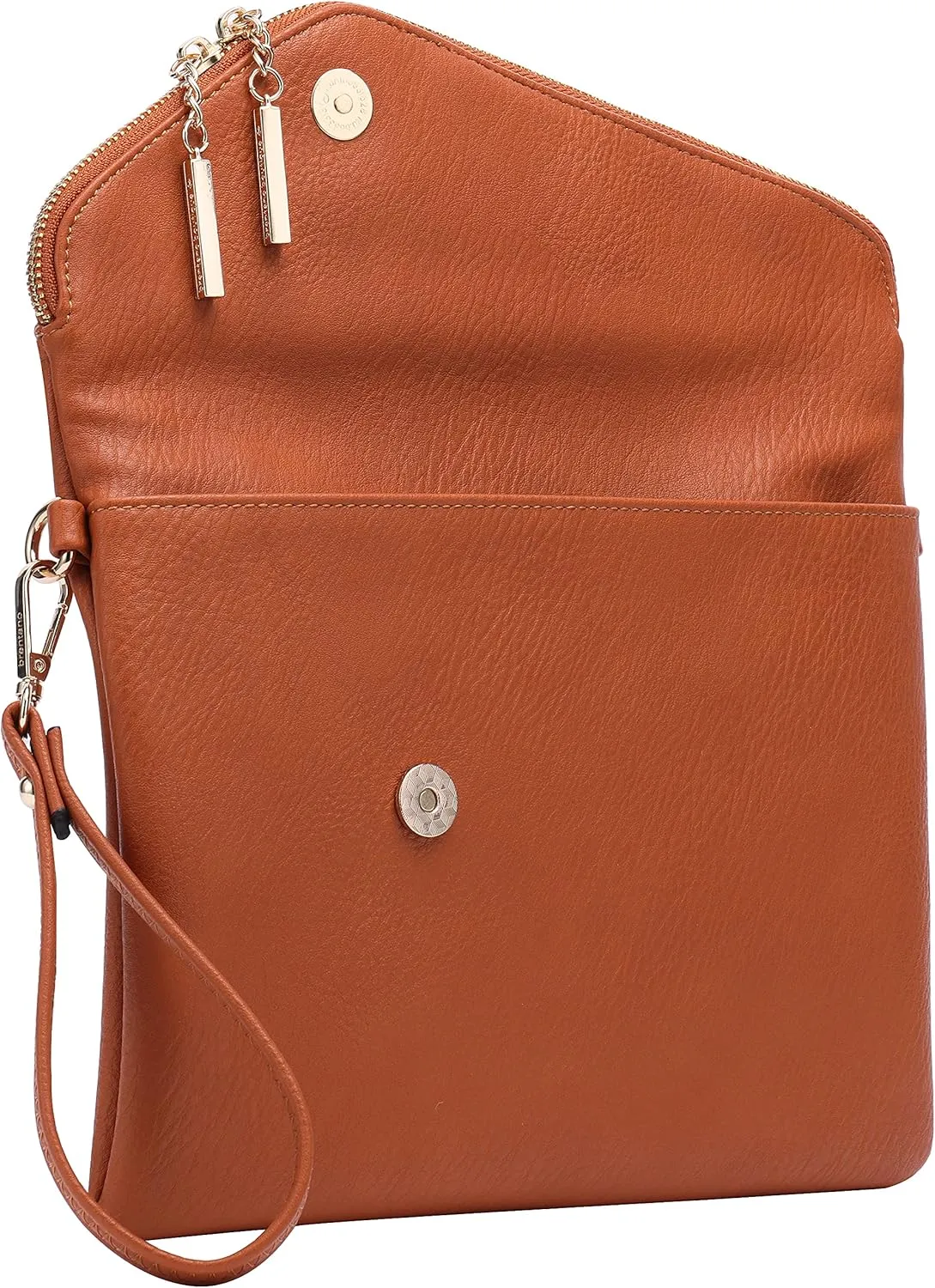 B BRENTANO Fold-Over Envelope Wristlet Clutch Crossbody Bag with Tassel Accents
