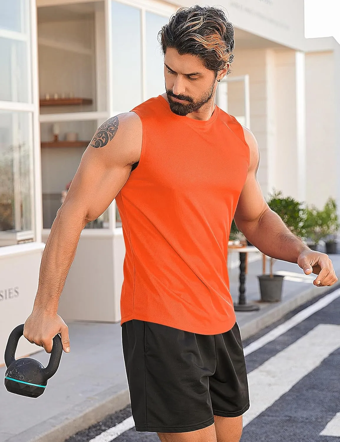 Babioboa Men's Tank Tops Gym Mesh Quick Dry Muscle Shirts Bodybuilding Sleeveless T-Shirt Workout Sports Fitness Tee