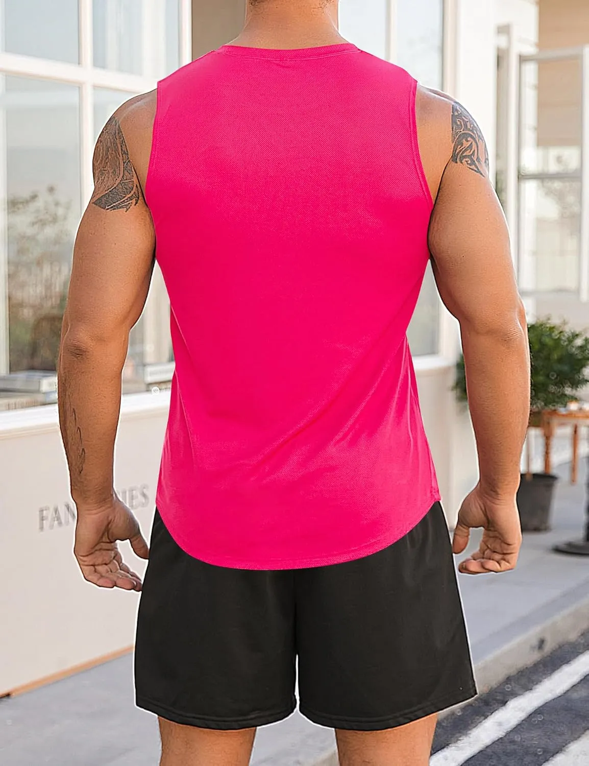 Babioboa Men's Tank Tops Gym Mesh Quick Dry Muscle Shirts Bodybuilding Sleeveless T-Shirt Workout Sports Fitness Tee