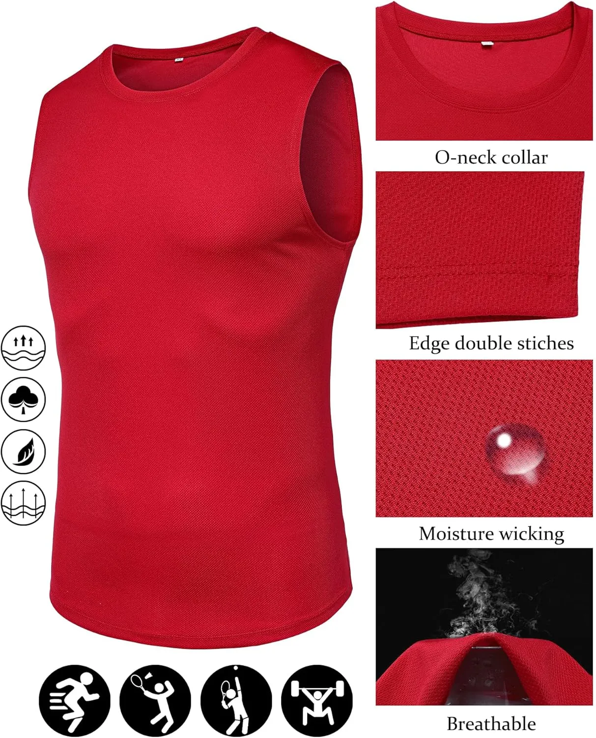 Babioboa Men's Tank Tops Gym Mesh Quick Dry Muscle Shirts Bodybuilding Sleeveless T-Shirt Workout Sports Fitness Tee