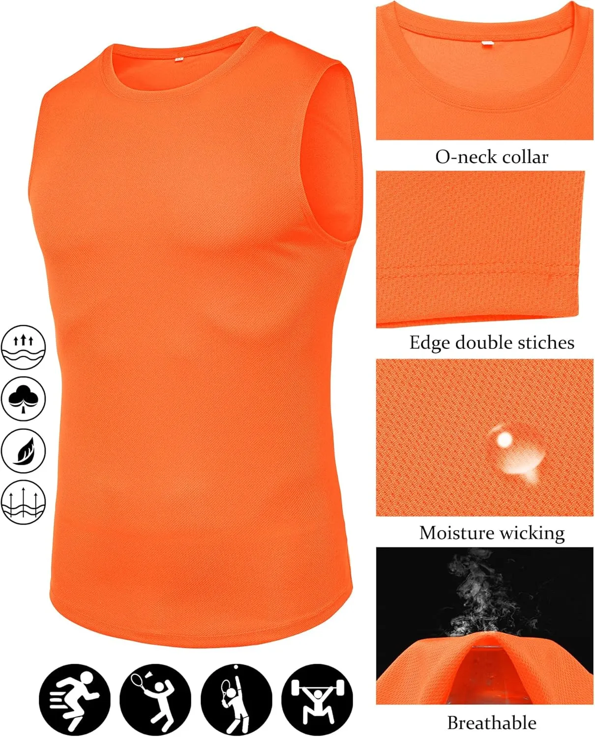 Babioboa Men's Tank Tops Gym Mesh Quick Dry Muscle Shirts Bodybuilding Sleeveless T-Shirt Workout Sports Fitness Tee