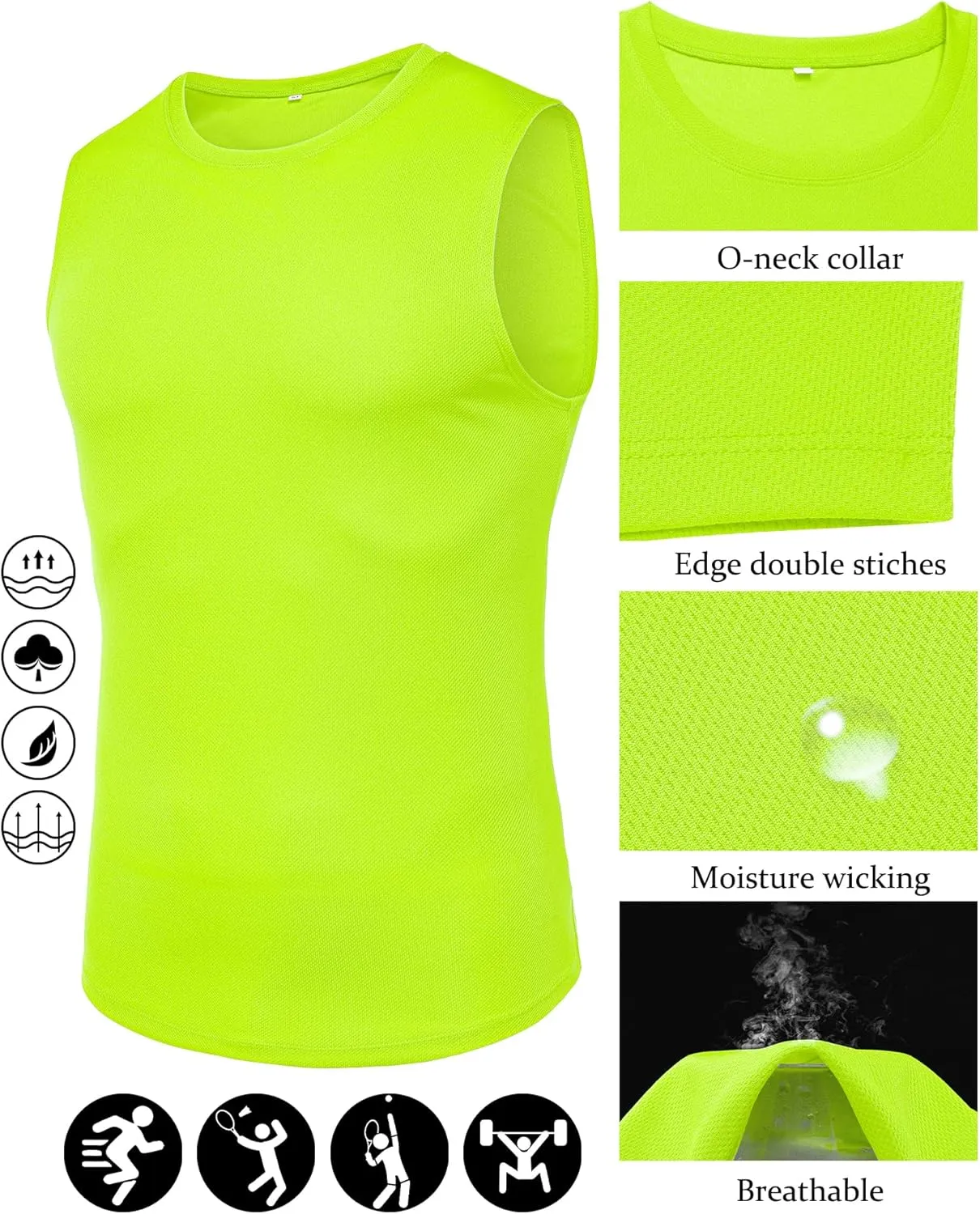 Babioboa Men's Tank Tops Gym Mesh Quick Dry Muscle Shirts Bodybuilding Sleeveless T-Shirt Workout Sports Fitness Tee