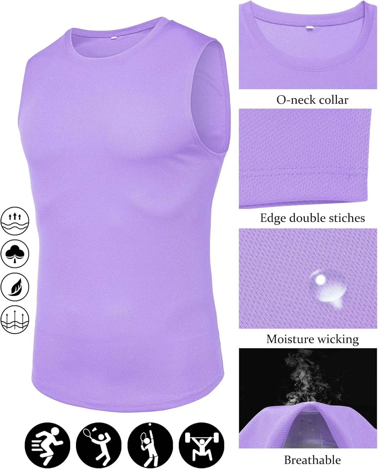 Babioboa Men's Tank Tops Gym Mesh Quick Dry Muscle Shirts Bodybuilding Sleeveless T-Shirt Workout Sports Fitness Tee