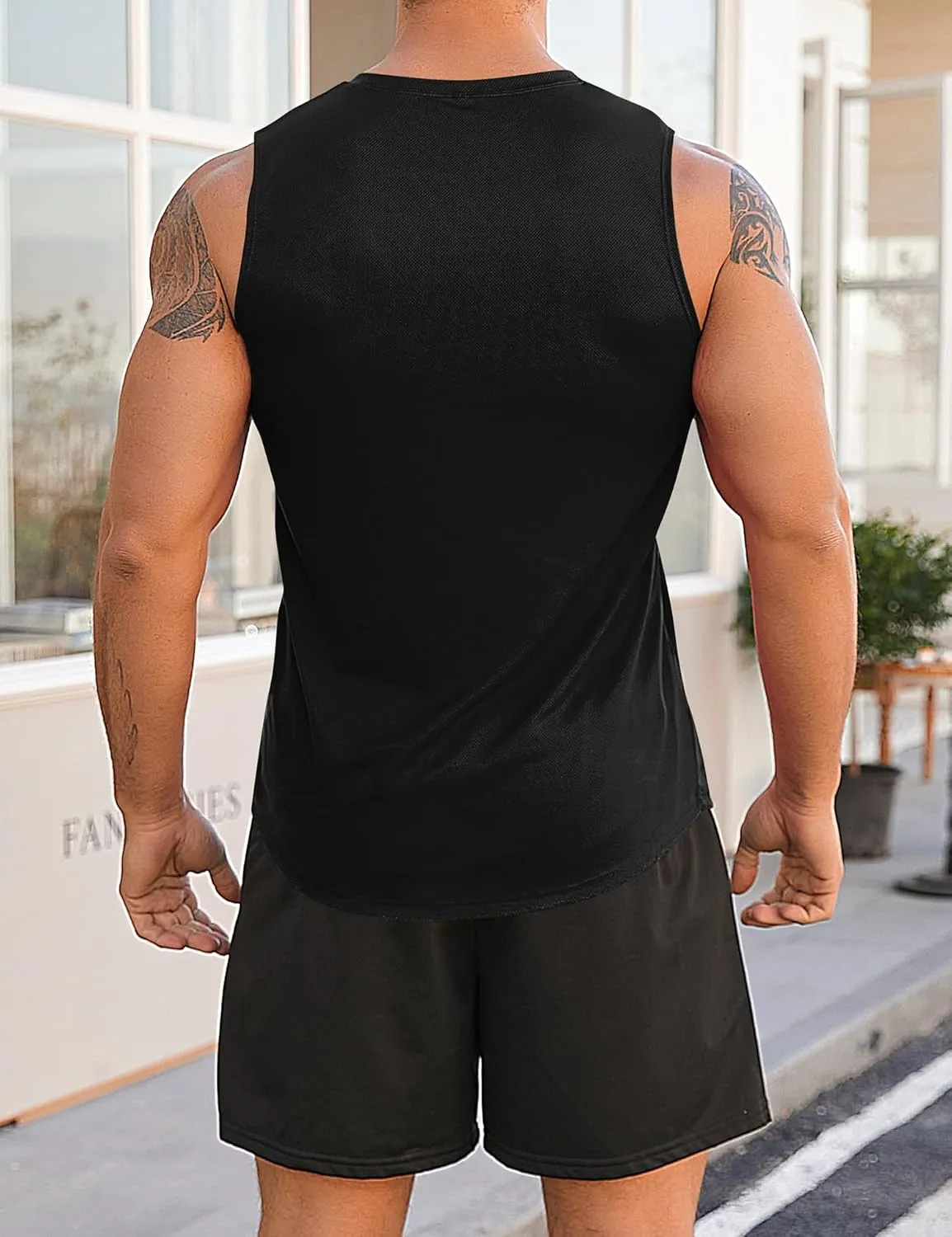 Babioboa Men's Tank Tops Gym Mesh Quick Dry Muscle Shirts Bodybuilding Sleeveless T-Shirt Workout Sports Fitness Tee