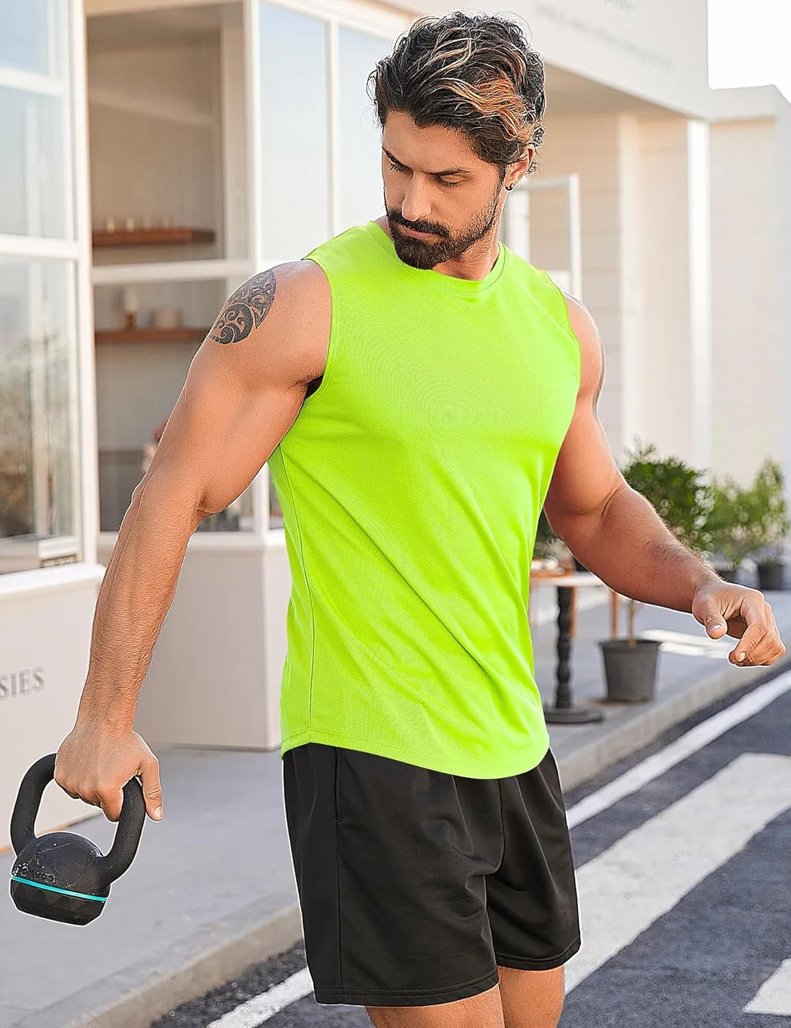 Babioboa Men's Tank Tops Gym Mesh Quick Dry Muscle Shirts Bodybuilding Sleeveless T-Shirt Workout Sports Fitness Tee