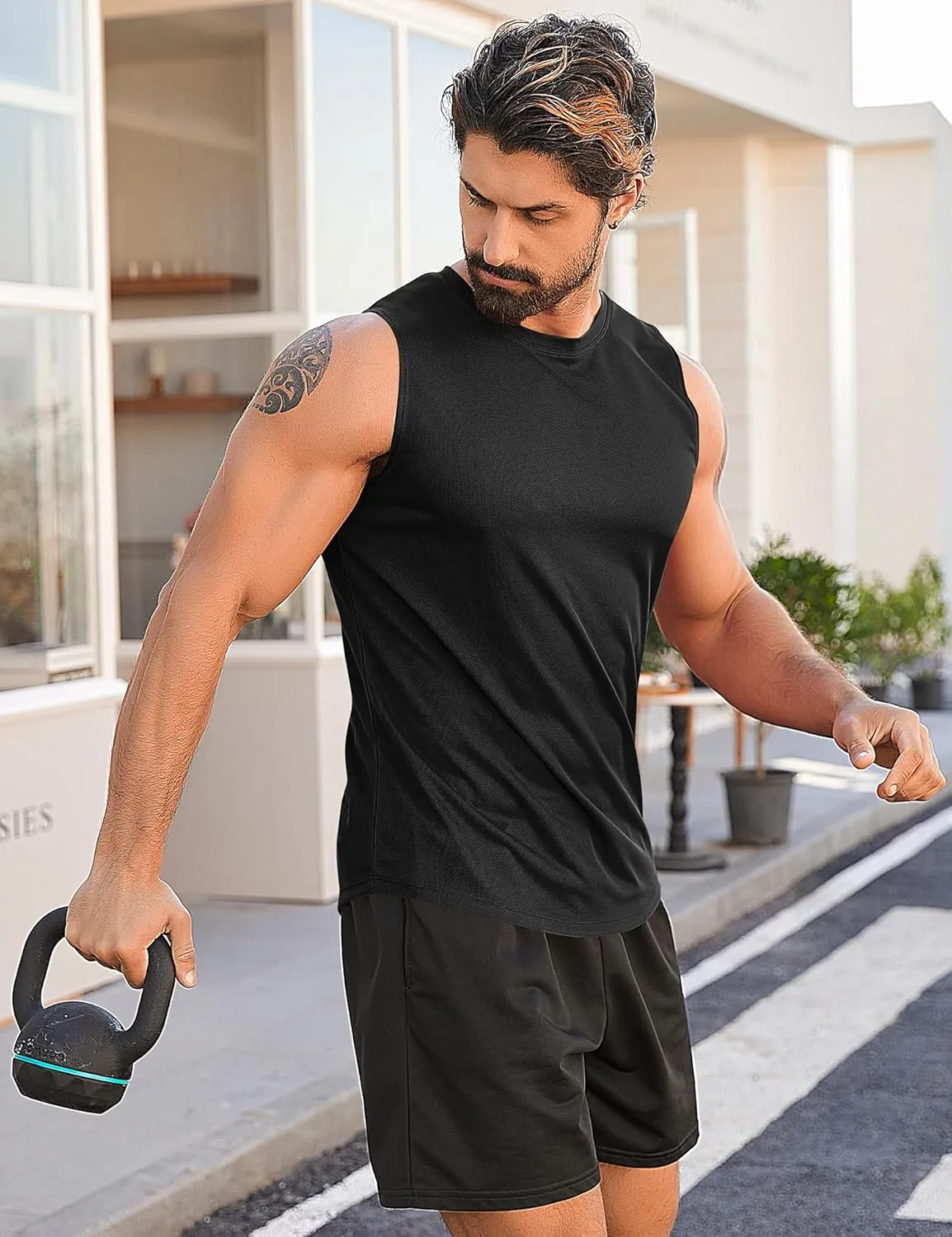 Babioboa Men's Tank Tops Gym Mesh Quick Dry Muscle Shirts Bodybuilding Sleeveless T-Shirt Workout Sports Fitness Tee