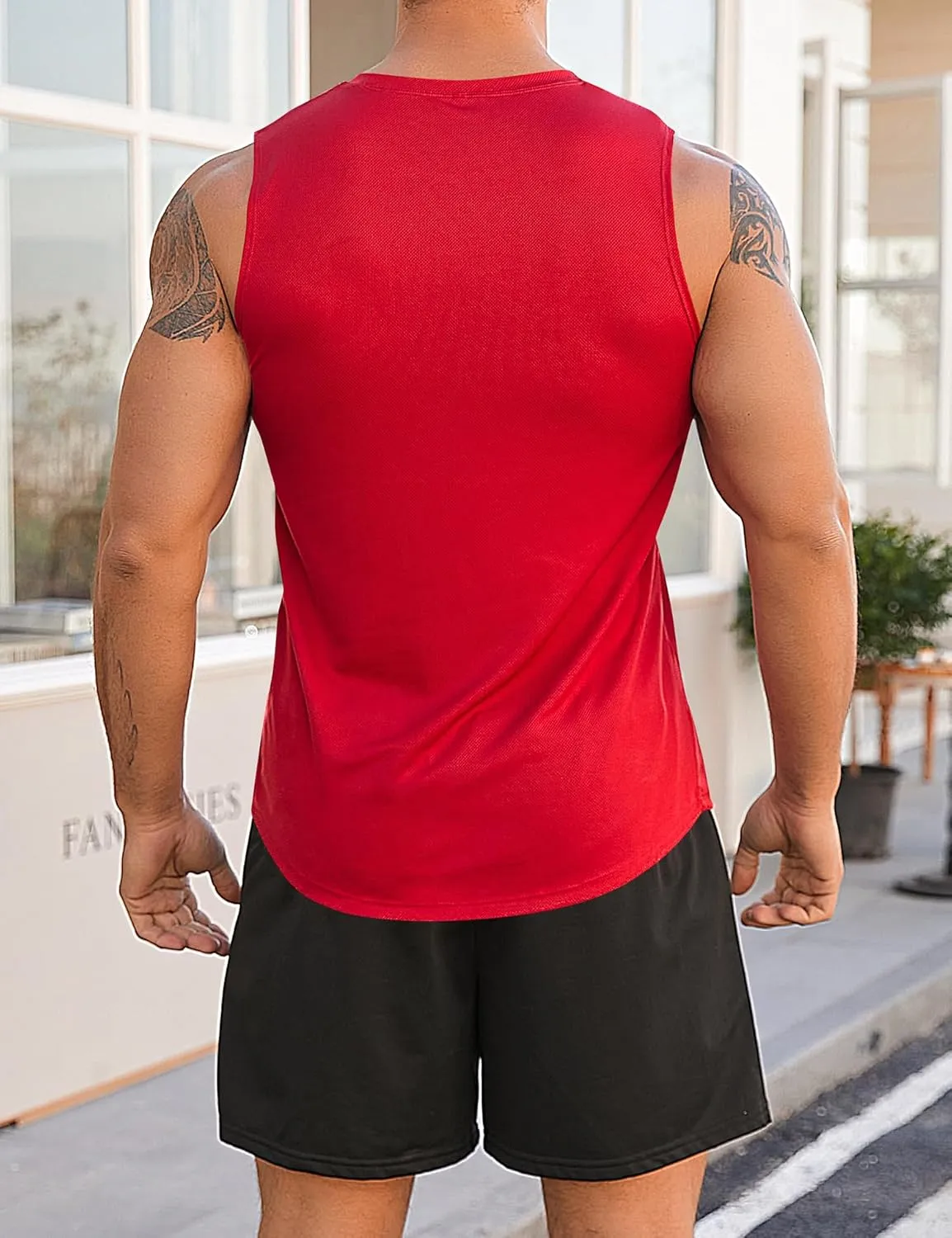 Babioboa Men's Tank Tops Gym Mesh Quick Dry Muscle Shirts Bodybuilding Sleeveless T-Shirt Workout Sports Fitness Tee