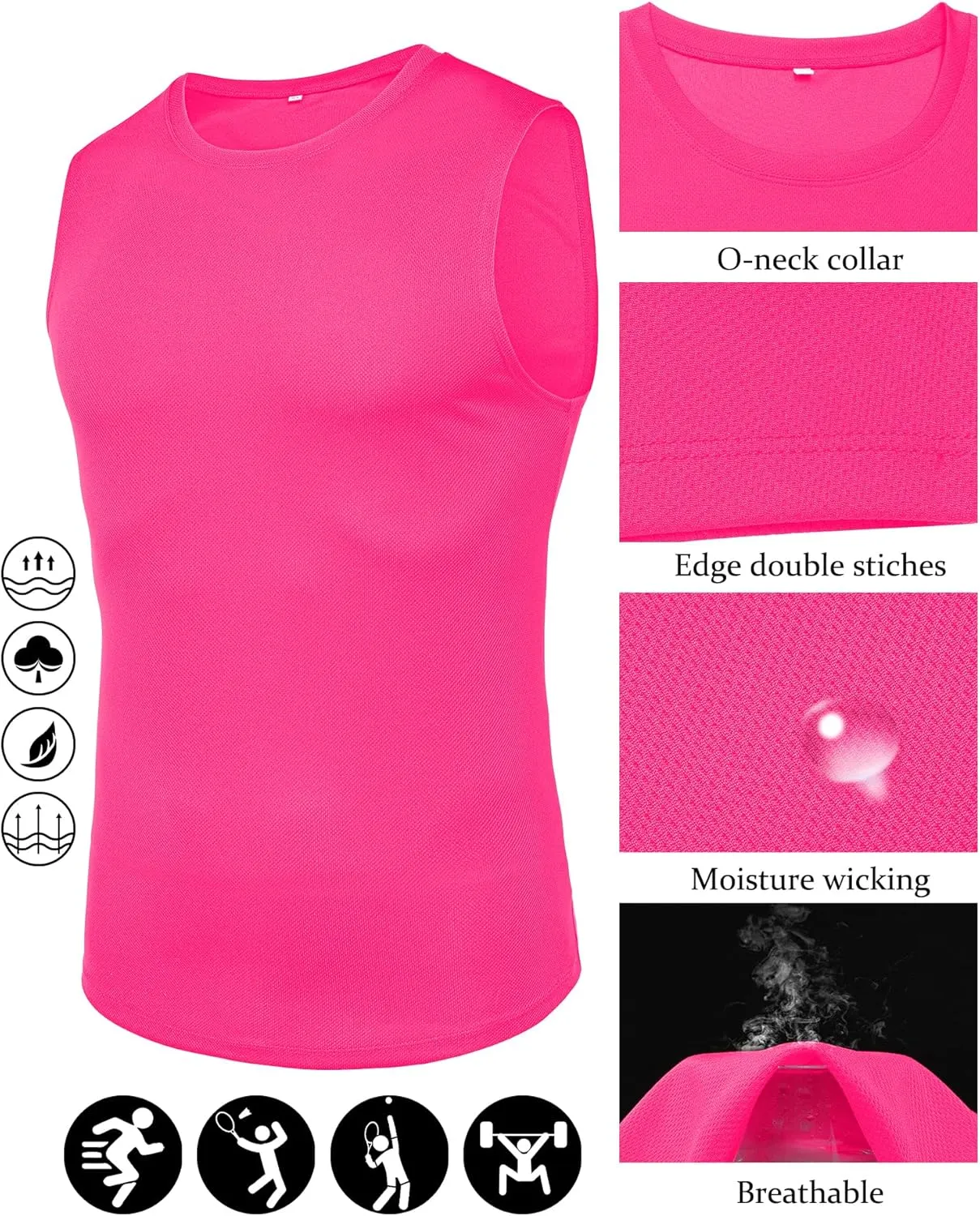 Babioboa Men's Tank Tops Gym Mesh Quick Dry Muscle Shirts Bodybuilding Sleeveless T-Shirt Workout Sports Fitness Tee