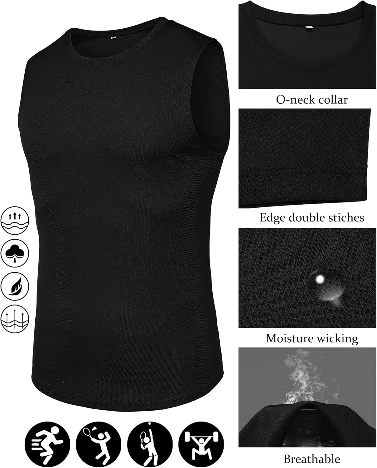 Babioboa Men's Tank Tops Gym Mesh Quick Dry Muscle Shirts Bodybuilding Sleeveless T-Shirt Workout Sports Fitness Tee