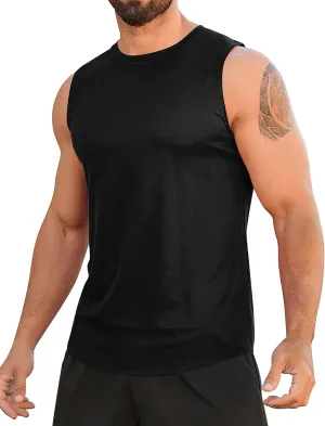 Babioboa Men's Tank Tops Gym Mesh Quick Dry Muscle Shirts Bodybuilding Sleeveless T-Shirt Workout Sports Fitness Tee