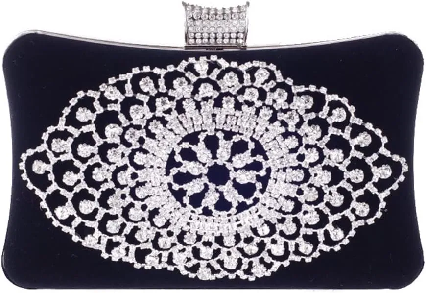 Banquet Wedding Lady Handbags With Rhinestones Purse Diamonds Velvet Women Small Clutch Bag