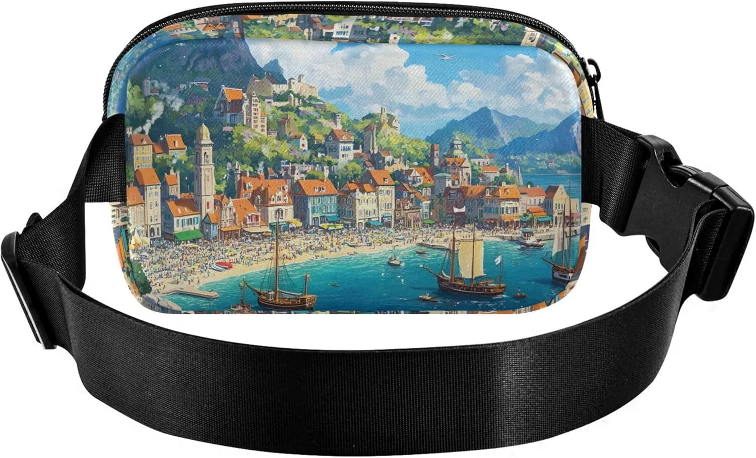 Beautiful Coastal City Print Fanny Packs Women Hip Bag Belt Pouch Waterproof Trendy Waist Pouch for Women