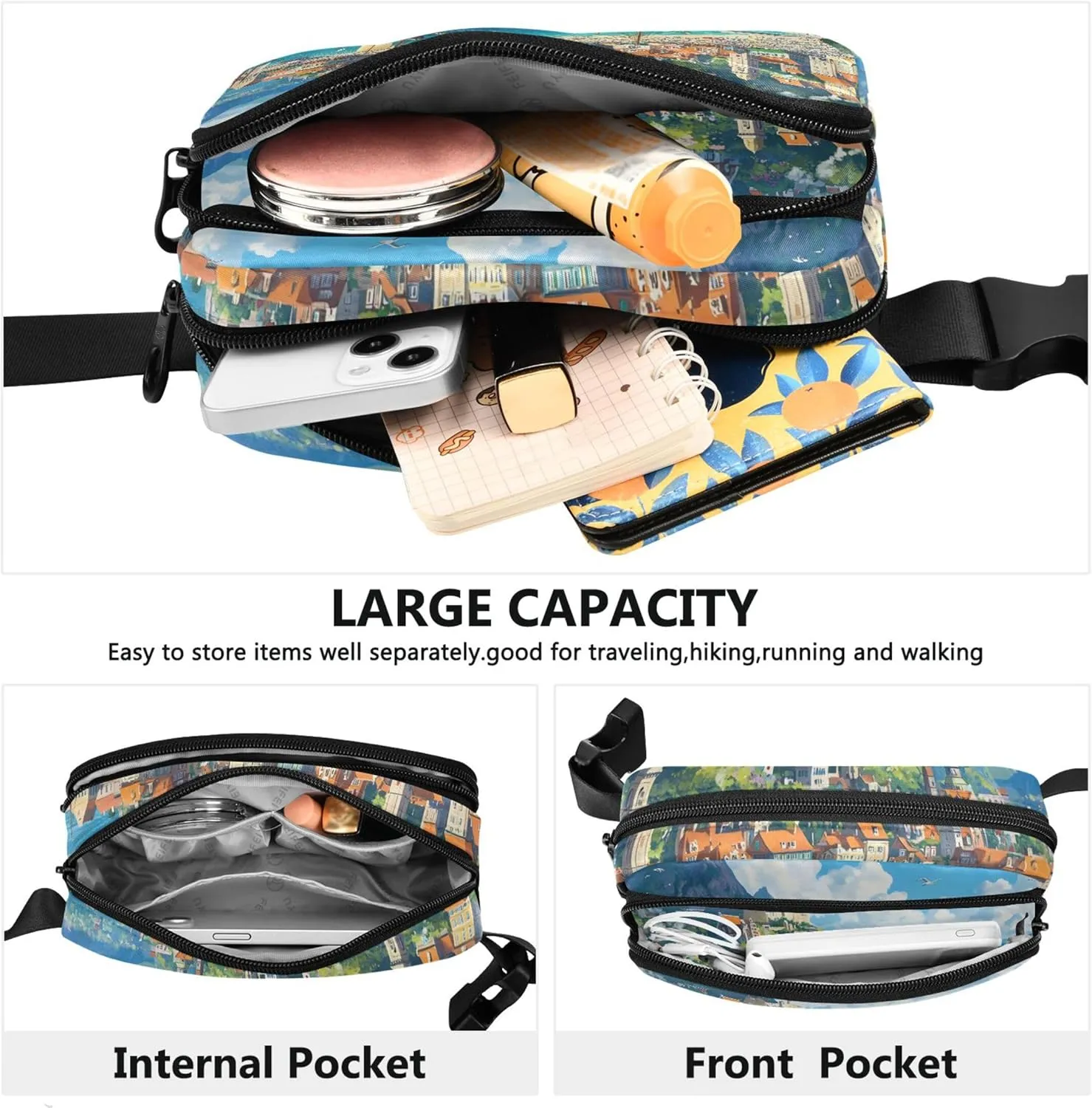 Beautiful Coastal City Print Fanny Packs Women Hip Bag Belt Pouch Waterproof Trendy Waist Pouch for Women