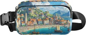 Beautiful Coastal City Print Fanny Packs Women Hip Bag Belt Pouch Waterproof Trendy Waist Pouch for Women