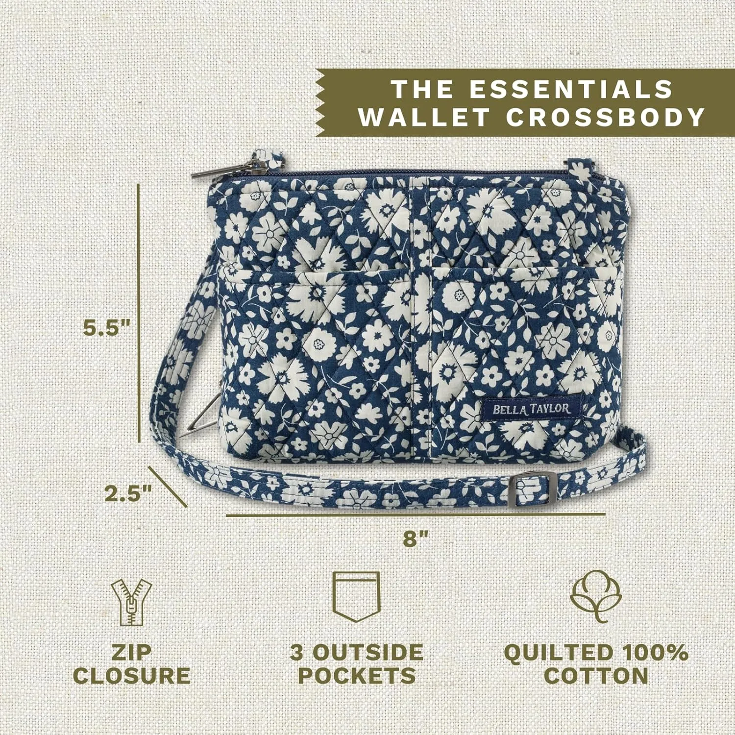 Bella Taylor Essentials Crossbody Purse with Built In Wallet