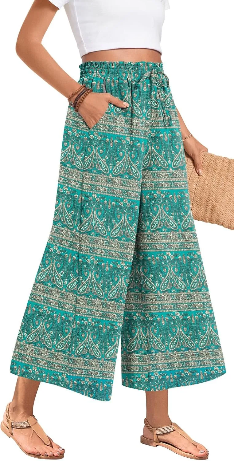 Bestbee Wide Leg Pants for Women Drawstring High Waist Palazzo Trouser Business Casual Slacks Lounge Outfits with Pockets
