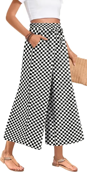 Bestbee Wide Leg Pants for Women Drawstring High Waist Palazzo Trouser Business Casual Slacks Lounge Outfits with Pockets