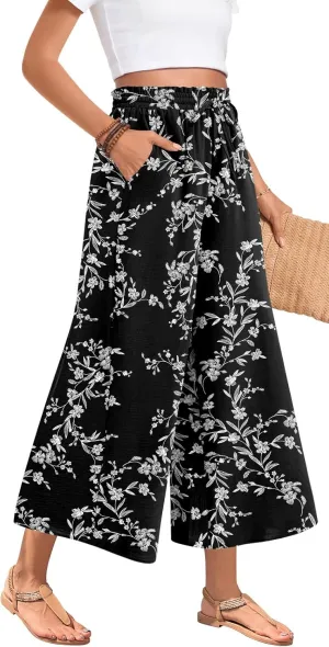 Bestbee Wide Leg Pants for Women Drawstring High Waist Palazzo Trouser Business Casual Slacks Lounge Outfits with Pockets