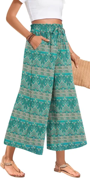 Bestbee Wide Leg Pants for Women Drawstring High Waist Palazzo Trouser Business Casual Slacks Lounge Outfits with Pockets
