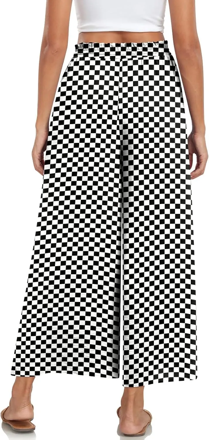 Bestbee Wide Leg Pants for Women Drawstring High Waist Palazzo Trouser Business Casual Slacks Lounge Outfits with Pockets