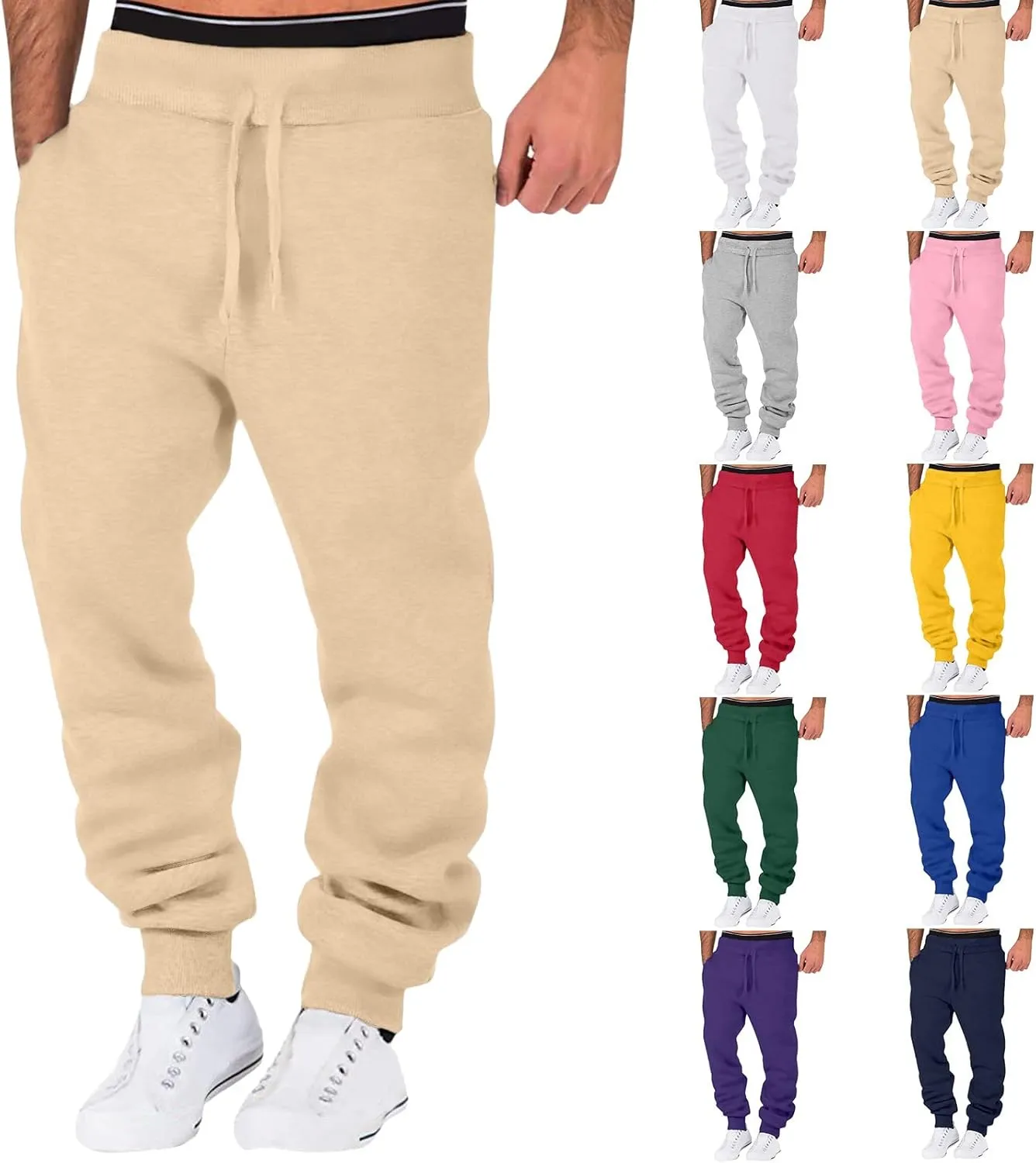 Big and Tall Sweatpants for Men Bottoms Slim Fit Sports Trousers with Zip Pockets Mens Cargo Sweatpants Heavyweight